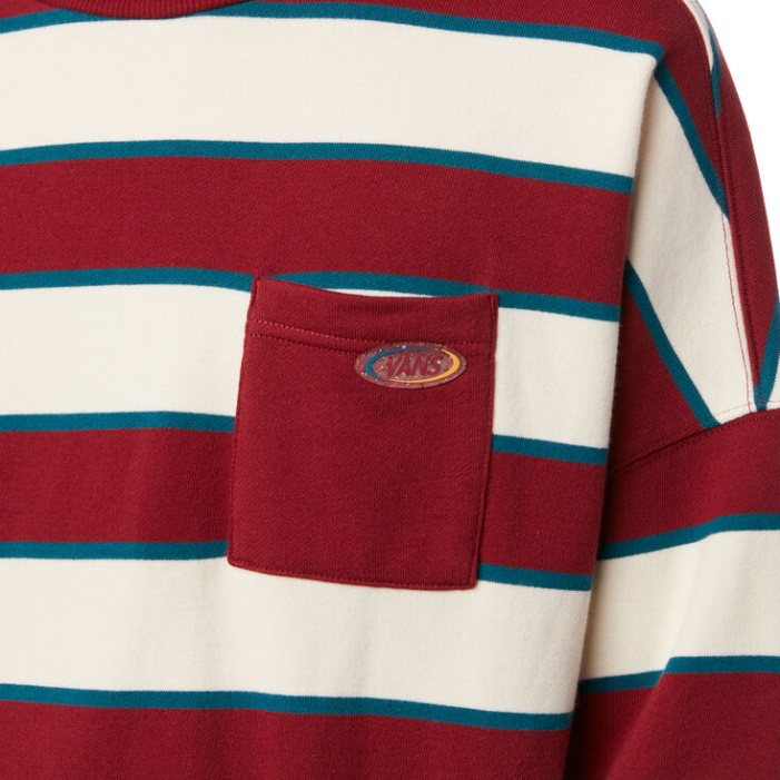 Furgonok Frohlich Stripe Crew Pulóver Gránátalma Csík