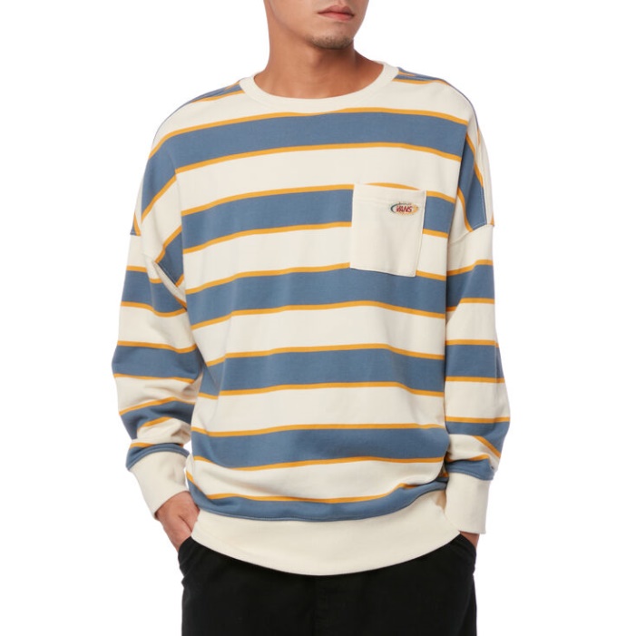 Furgonok Frohlich Csíkos Pulóver Crew Cement Blue Stripe