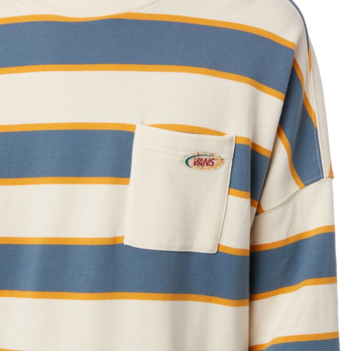 Furgonok Frohlich Csíkos Pulóver Crew Cement Blue Stripe