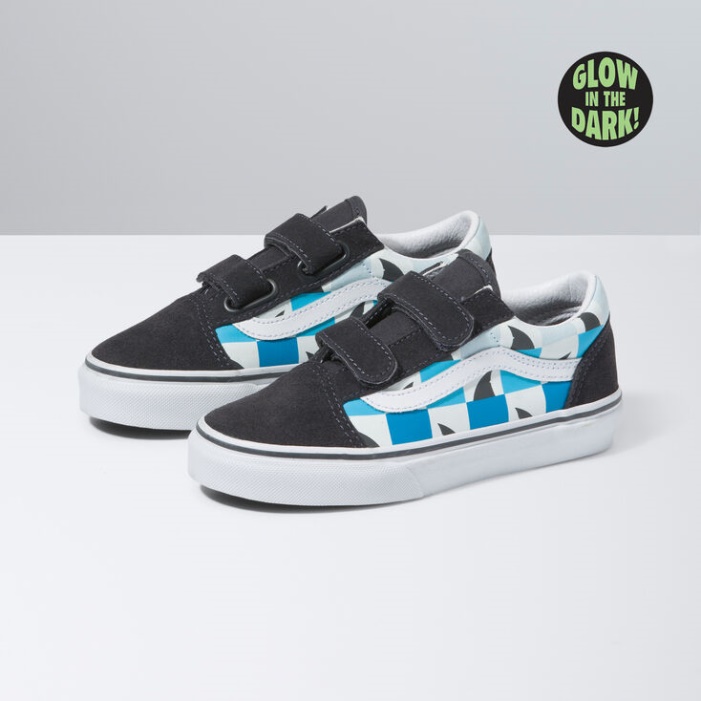 Vans Kids Glow Cápák Old Skool V Aszfalt-true White