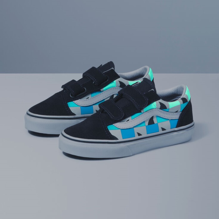 Vans Kids Glow Cápák Old Skool V Aszfalt-true White