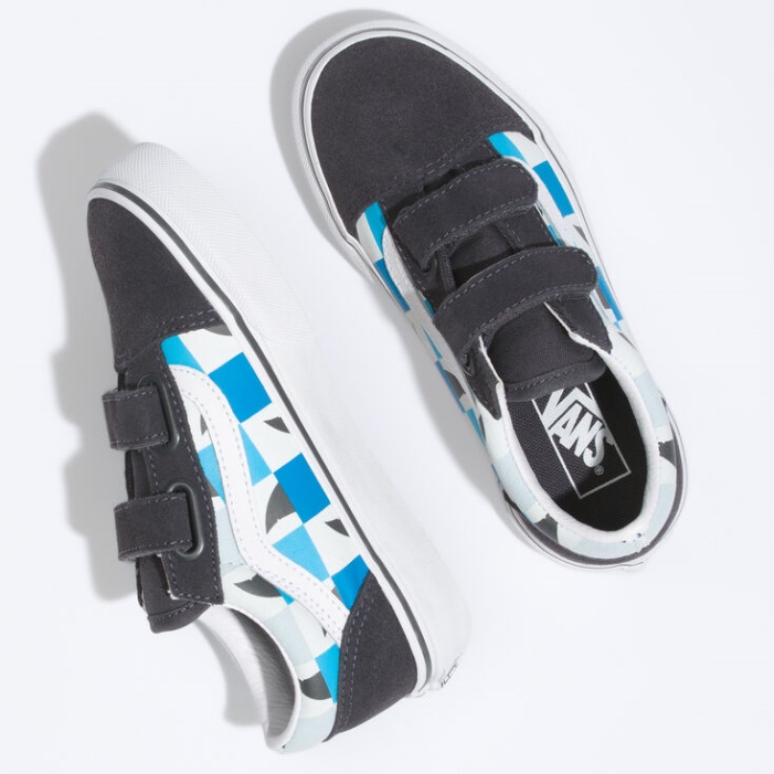 Vans Kids Glow Cápák Old Skool V Aszfalt-true White