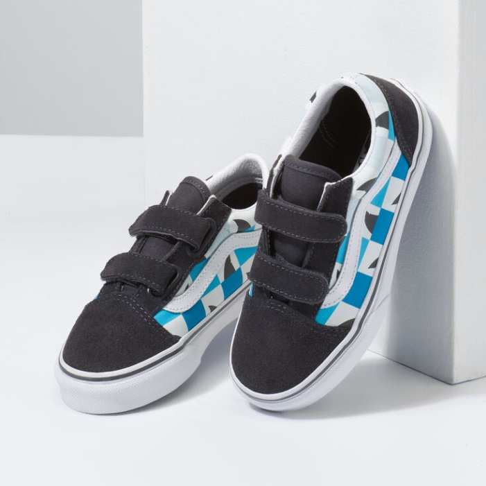 Vans Kids Glow Cápák Old Skool V Aszfalt-true White