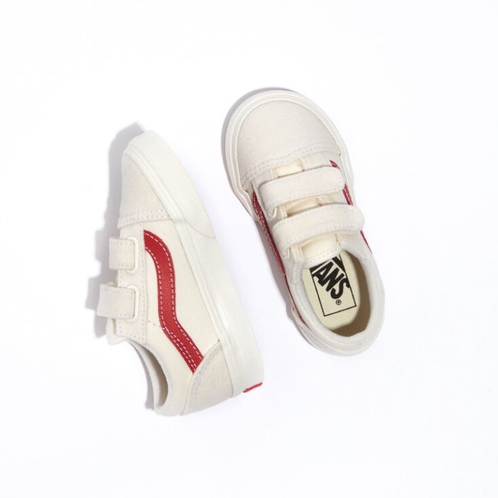 Vans Toddler Old Skool V Marshmallow-racing Piros