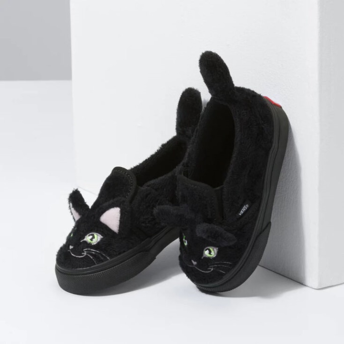 Vans Toddler Slip-on V Macska Fekete-igazi Fehér