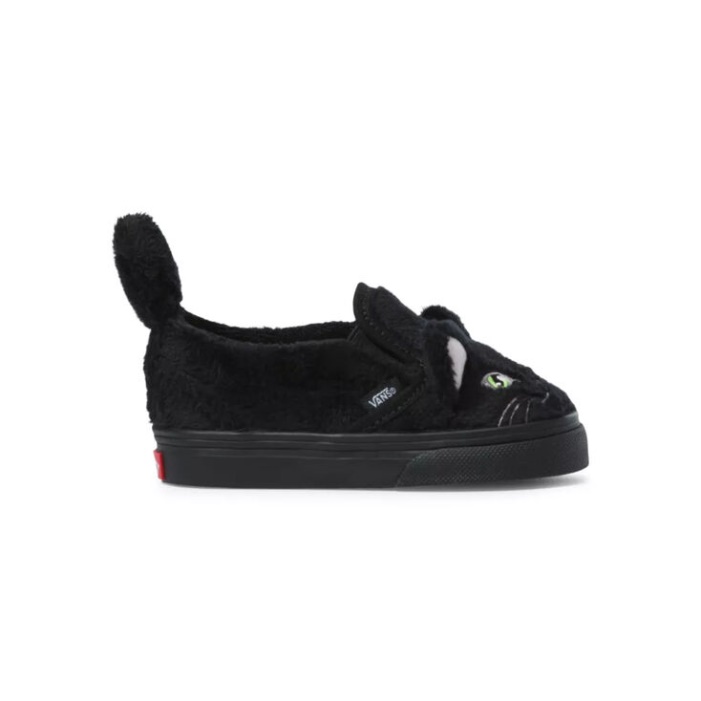 Vans Toddler Slip-on V Macska Fekete-igazi Fehér