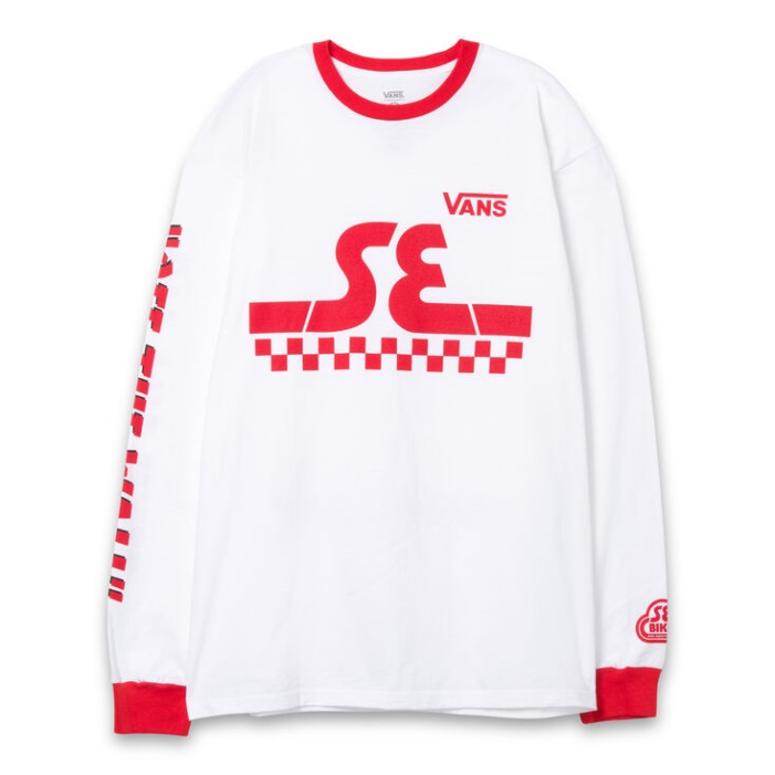 Vans X Se Bikes Hosszú Ujjú Póló Fehér-high Risk Piros