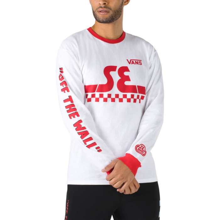 Vans X Se Bikes Hosszú Ujjú Póló Fehér-high Risk Piros