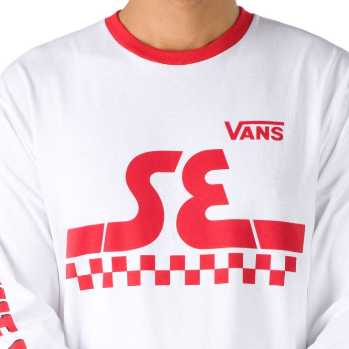 Vans X Se Bikes Hosszú Ujjú Póló Fehér-high Risk Piros