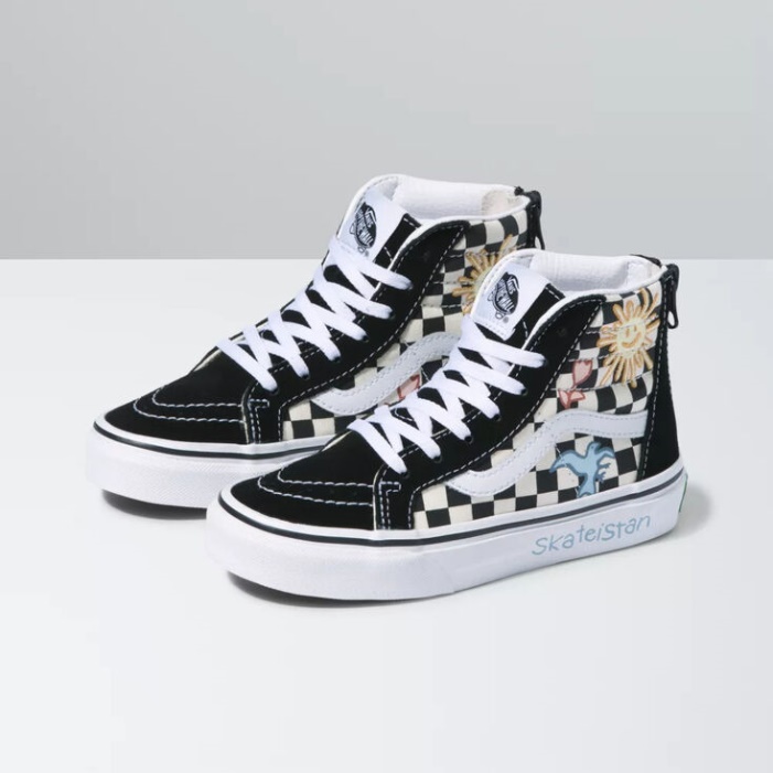 Furgonok X Skateistan Kids Sk8-hi Zip Checkerboard