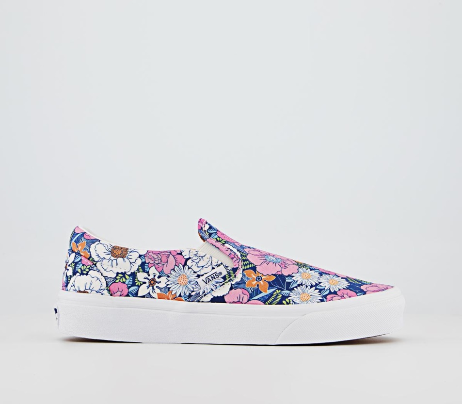 Kisteherautók Klasszikus Slip On Edzőcipő Virágos Multi Fehér