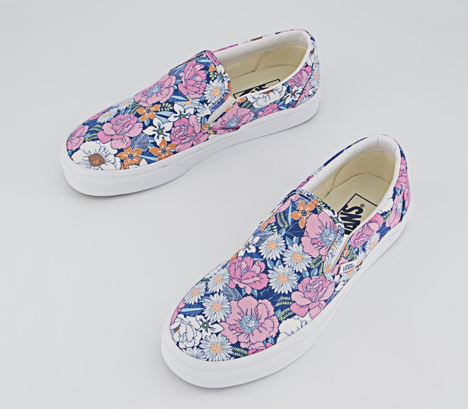 Kisteherautók Klasszikus Slip On Edzőcipő Virágos Multi Fehér