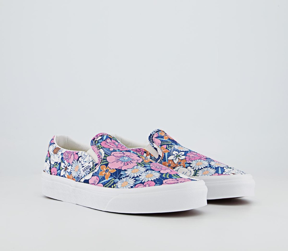 Kisteherautók Klasszikus Slip On Edzőcipő Virágos Multi Fehér