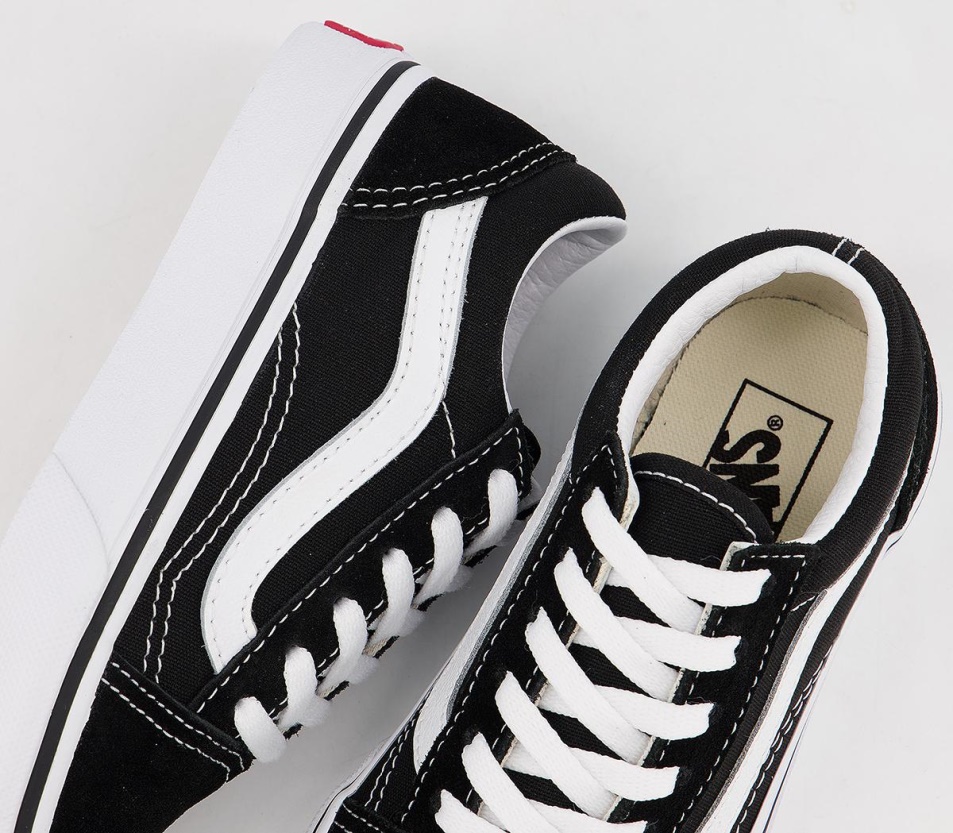 Vans Old Skool Csipke Gyerek Edzőcipő Fekete Igaz Fehér