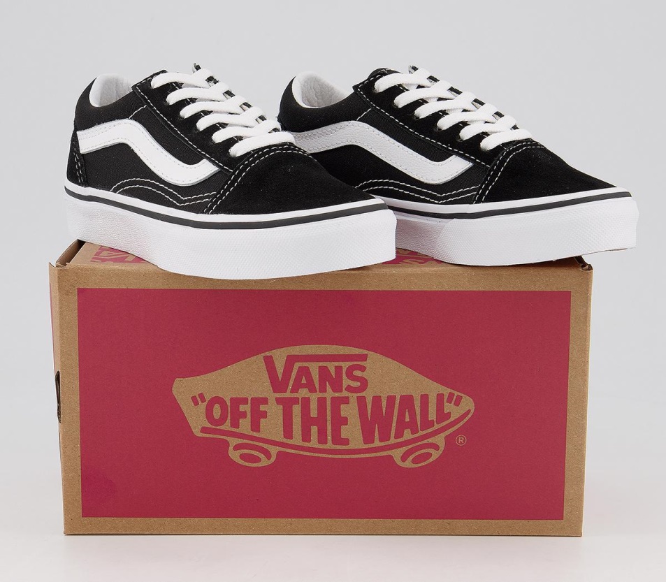 Vans Old Skool Csipke Gyerek Edzőcipő Fekete Igaz Fehér