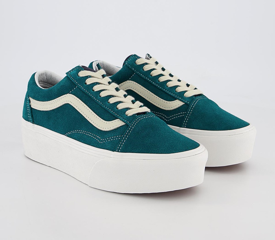 Vans Old Skool Stackform Edzőcipő Egyetemi Velúr Mély Kékeszöld