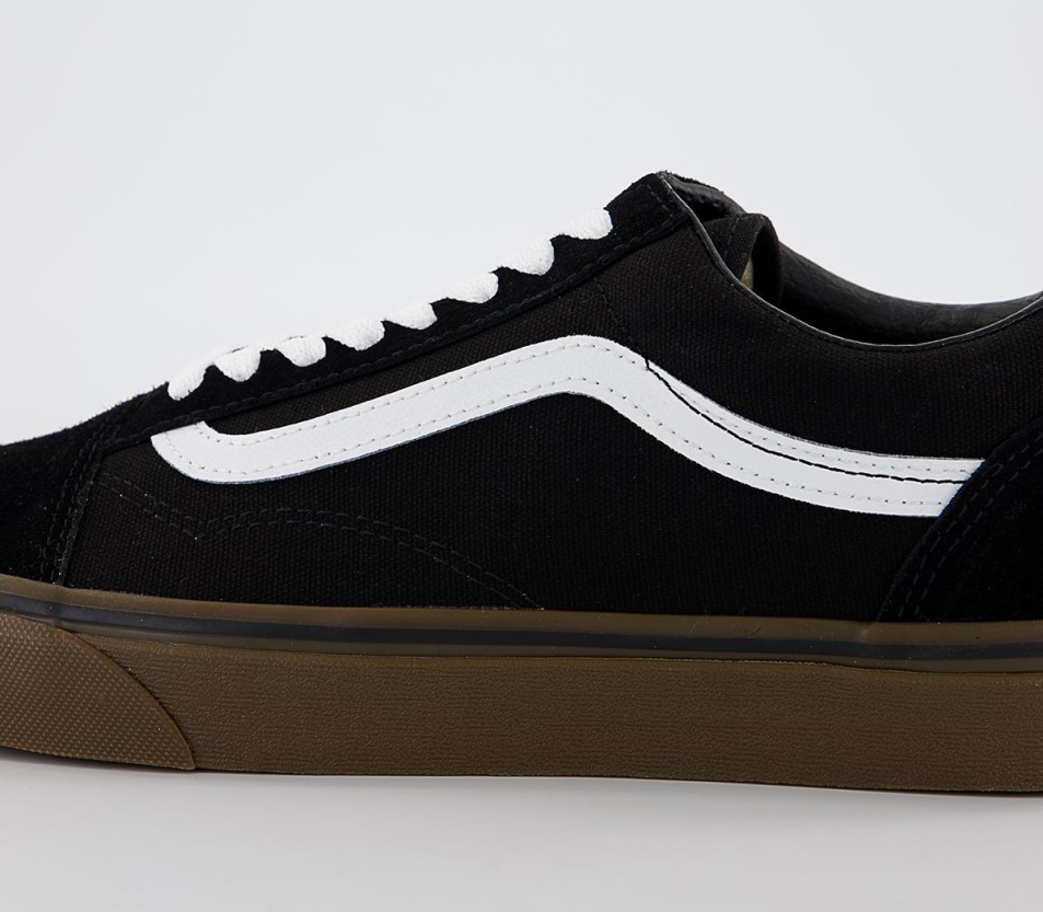Vans Old Skool Edzőcipő Fekete Fehér Gumi Fehér Fehér
