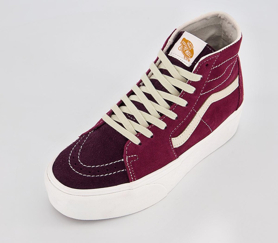 Vans Sk8 Hi Tapered Stackform Edzőcipő Varisty Suede Tawny Port