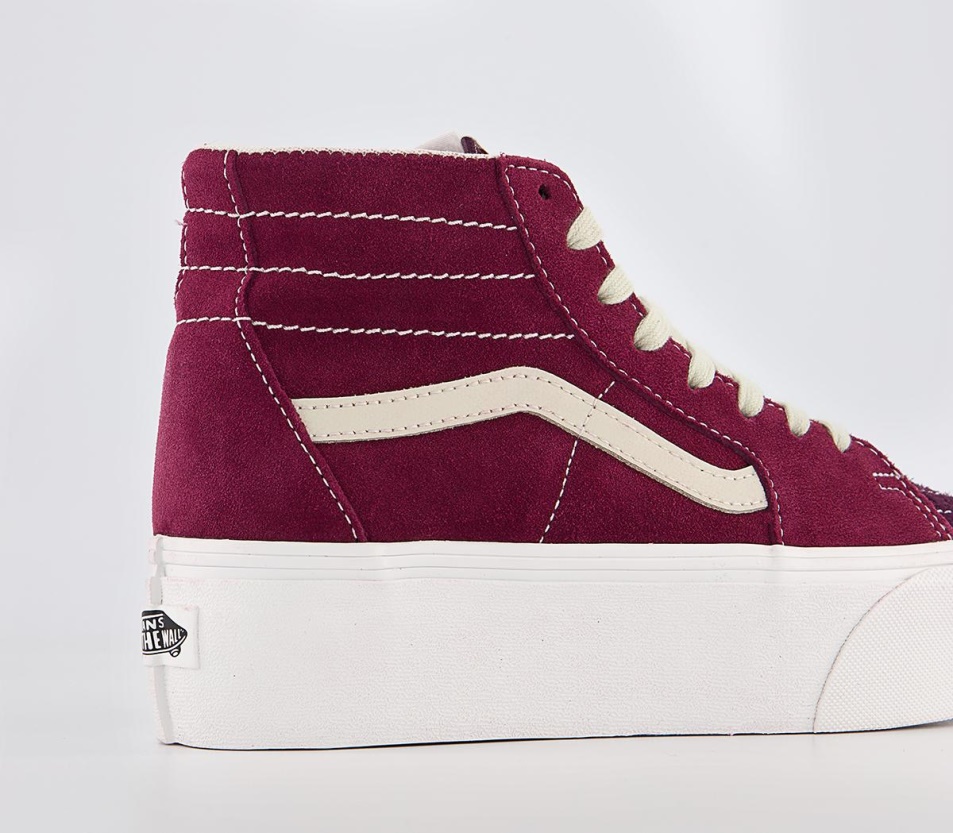 Vans Sk8 Hi Tapered Stackform Edzőcipő Varisty Suede Tawny Port