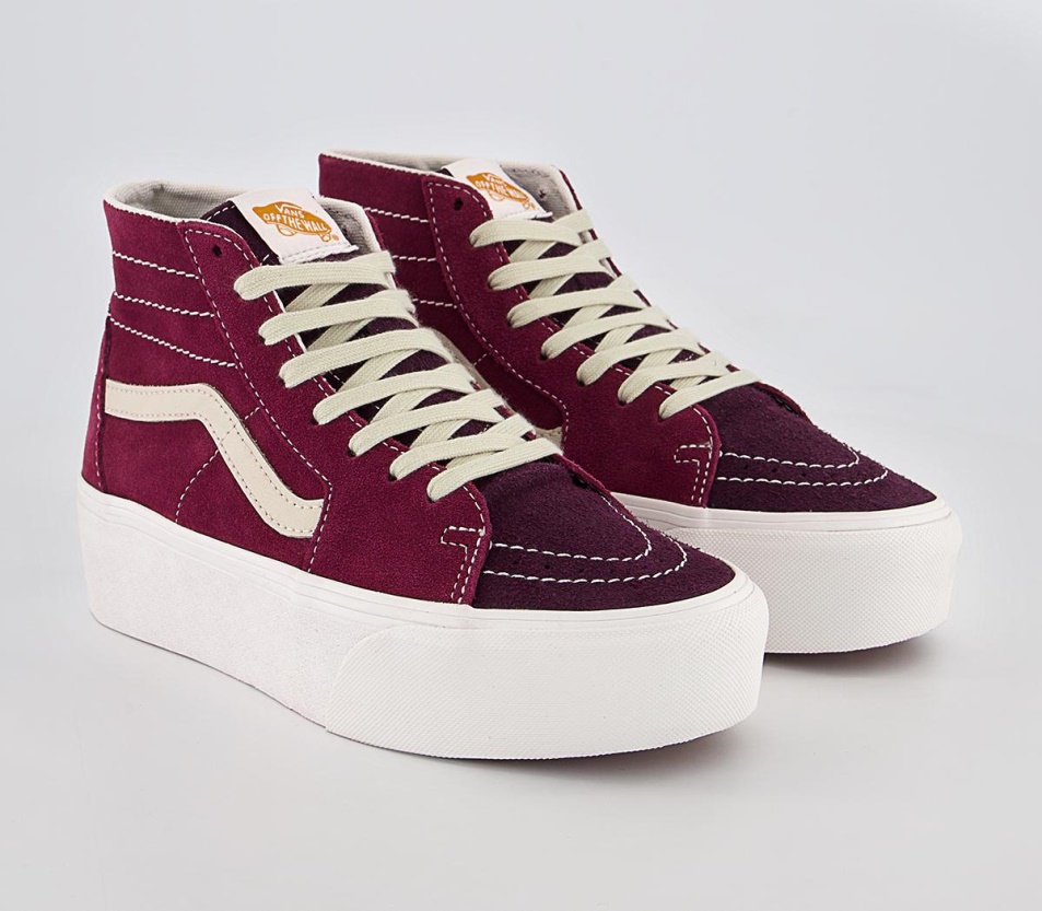 Vans Sk8 Hi Tapered Stackform Edzőcipő Varisty Suede Tawny Port