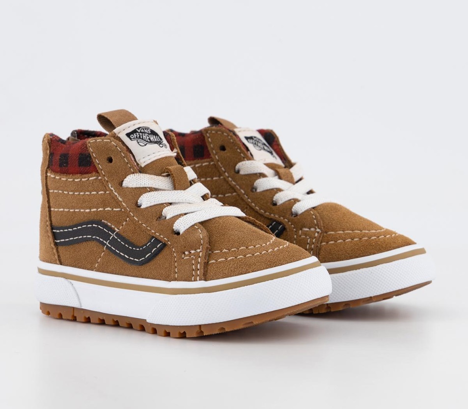 Vans Sk8 Hi Zip Kisgyermek Edzőcipő Kockás Barna Fekete