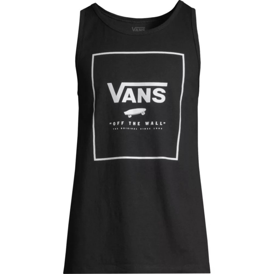 Vans Férfi Nyomtatott Doboz Felső Pamut Ujjatlan Fehér Ballada Kék