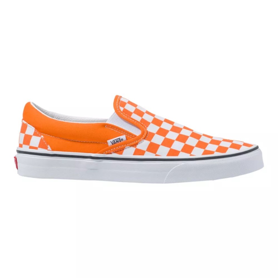 Vans Férfi Klasszikus Sakkdeszka Gördeszka Cipő Tornacipő Alacsony Felső Alkalmi Slip Narancssárga-fehér