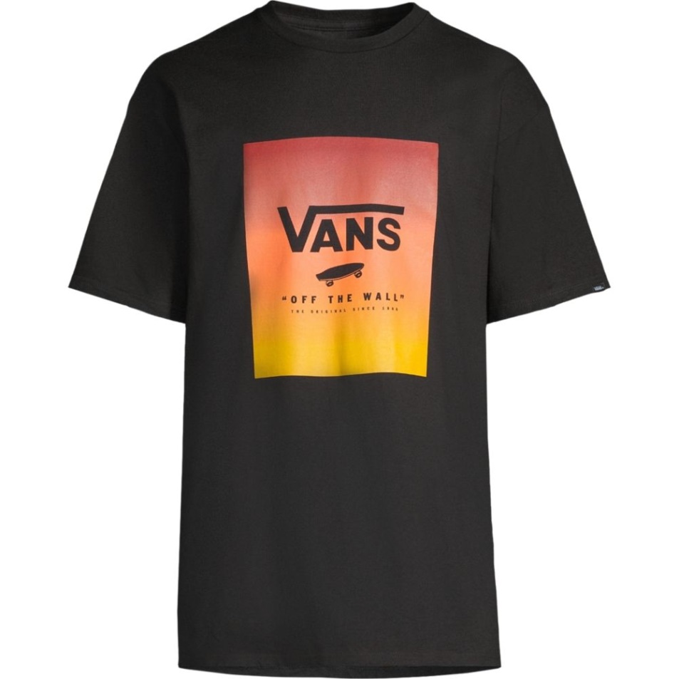 Vans Férfi Klasszikus Mintás Póló Rövid Ujjú Nyakú Pamut Grafikus Fekete-dinnye Színátmenet