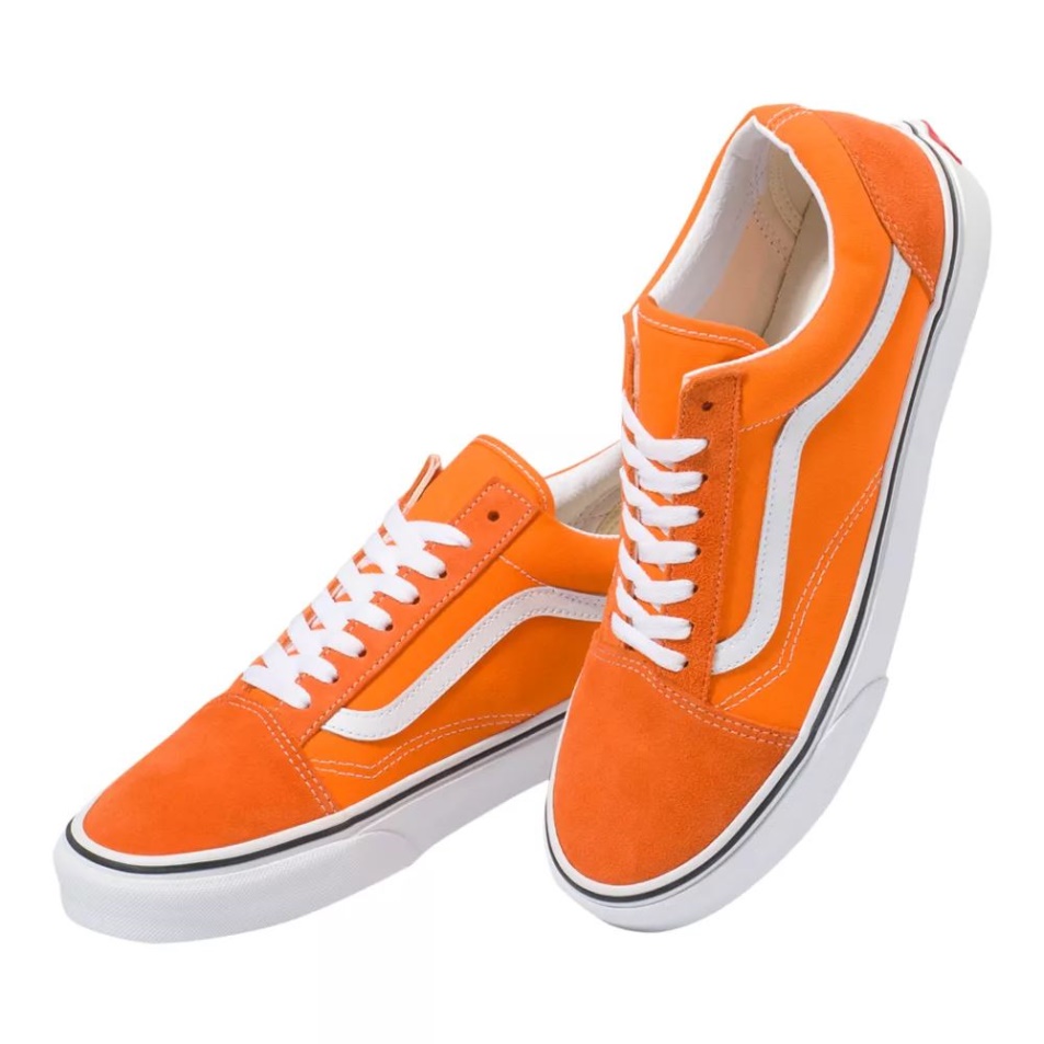 Vans Férfi Old Skool Gördeszka Cipő Tornacipő Alacsony Felső Slip Légáteresztő Narancs-fehér