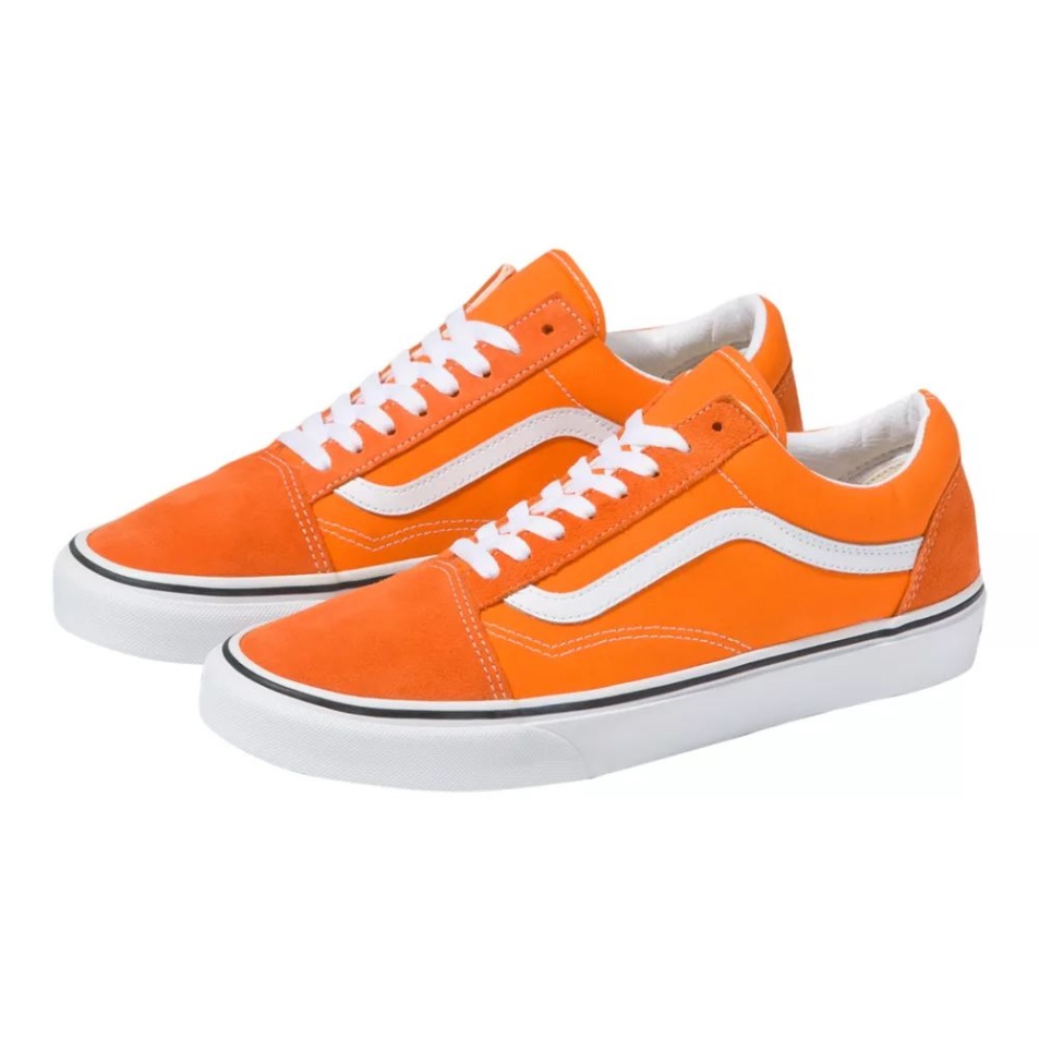 Vans Férfi Old Skool Gördeszka Cipő Tornacipő Alacsony Felső Slip Légáteresztő Narancs-fehér