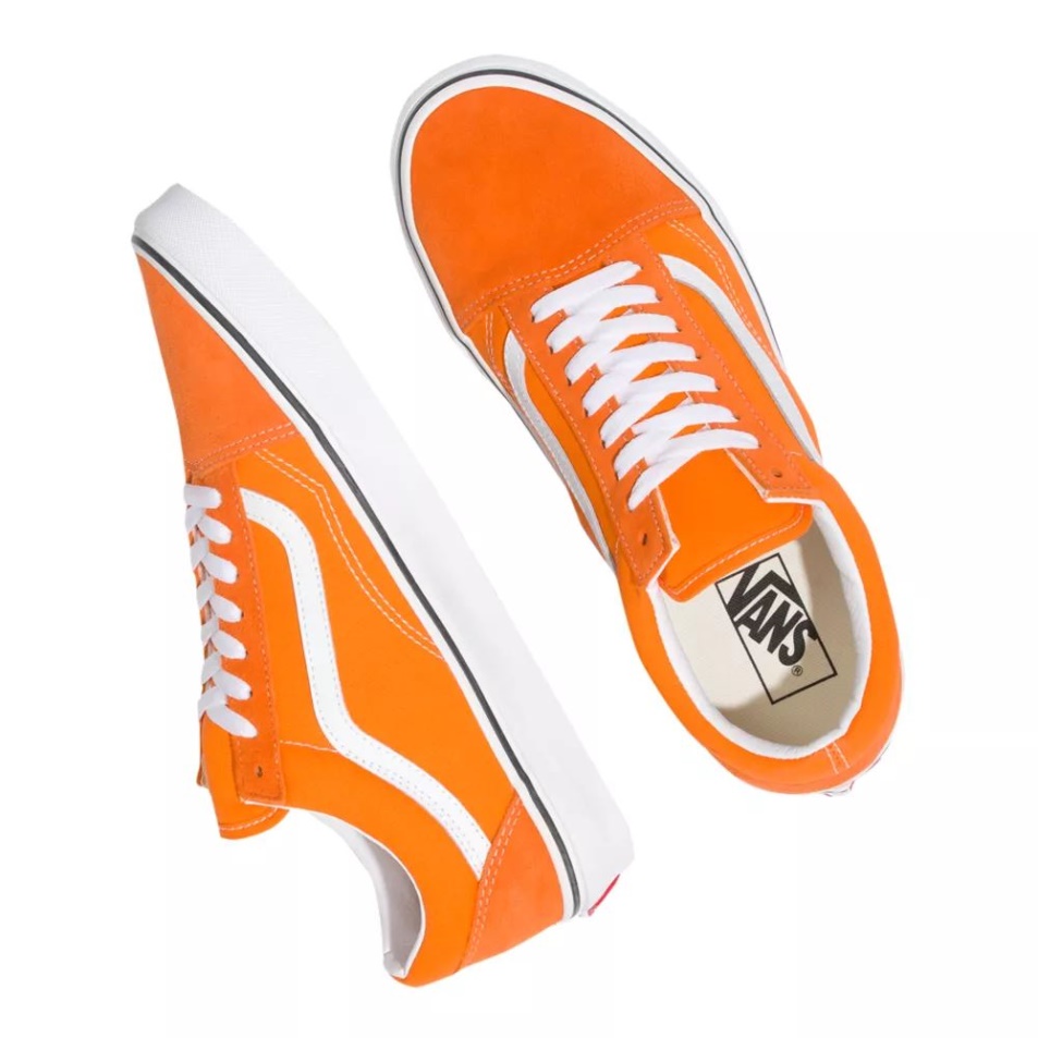 Vans Férfi Old Skool Gördeszka Cipő Tornacipő Alacsony Felső Slip Légáteresztő Narancs-fehér