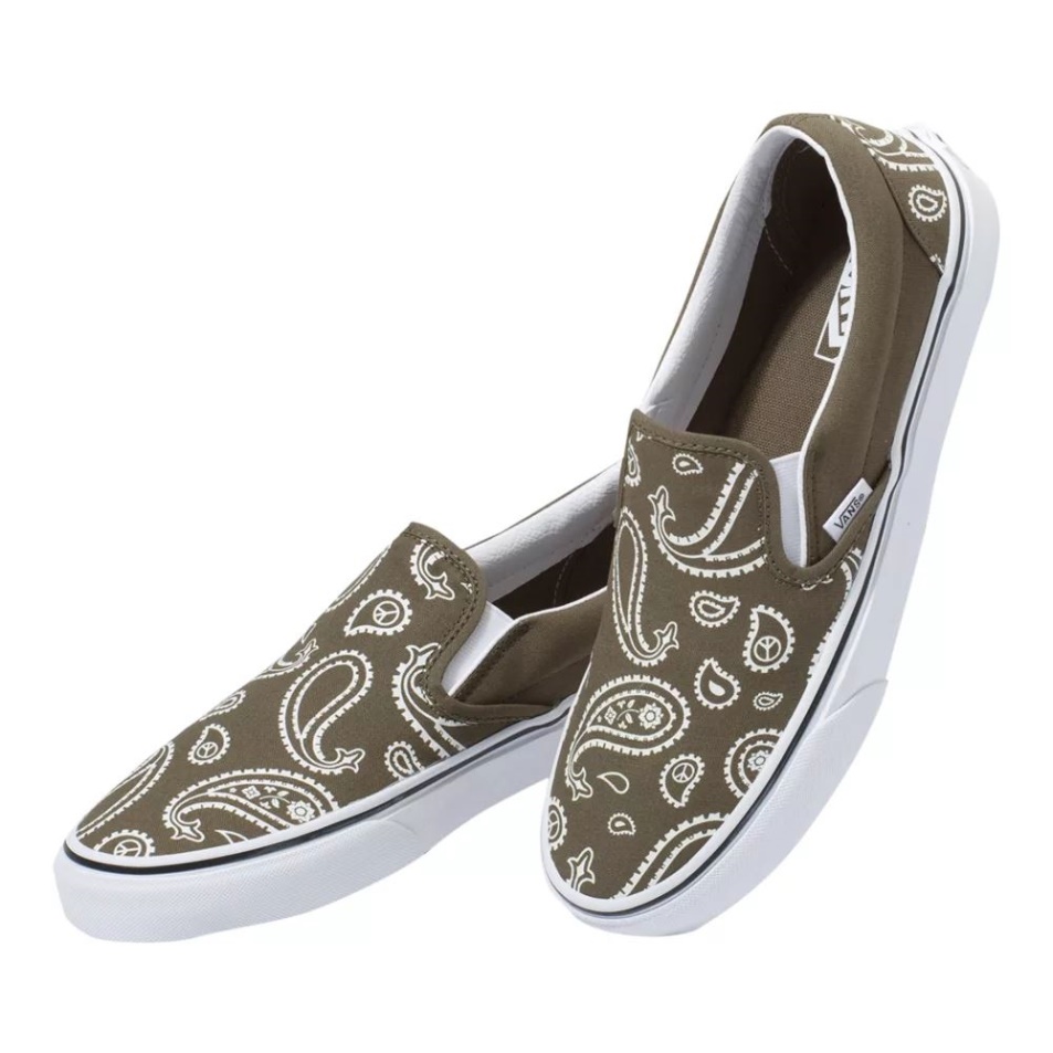 Vans Férfi Peace Paisley Klasszikus Gördeszka Cipő Tornacipő Alacsony Felső Szőlőlevél-fehér