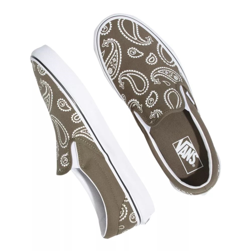 Vans Férfi Peace Paisley Klasszikus Gördeszka Cipő Tornacipő Alacsony Felső Szőlőlevél-fehér