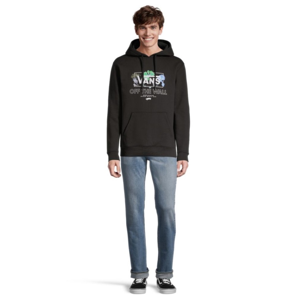 Vans Férfi Préselt Virágos Pulóver Kapucnis Fekete