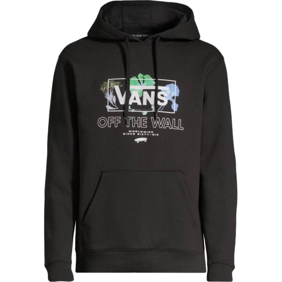 Vans Férfi Préselt Virágos Pulóver Kapucnis Fekete