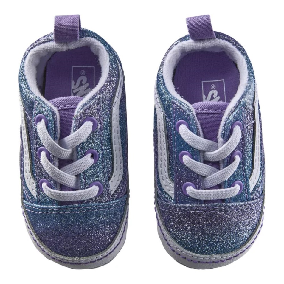 Kisteherautók Kisgyermek Lányoknak Old Skool Kiságy Gördeszka Cipő Ombre Glitter-true White