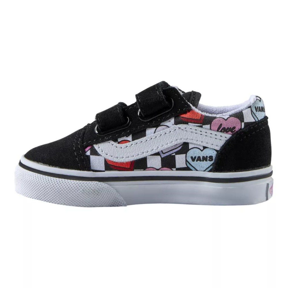 Vans Totdler Lányok Old Skool V Skate Cipő Fekete-true White