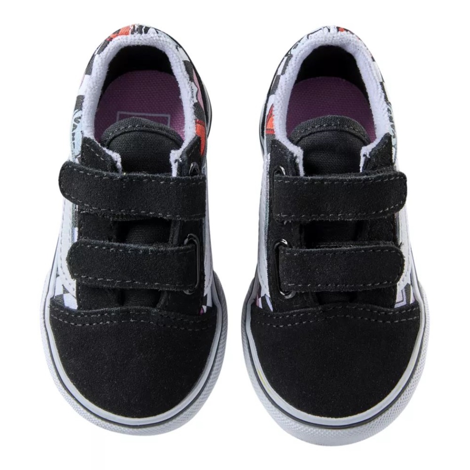 Vans Totdler Lányok Old Skool V Skate Cipő Fekete-true White