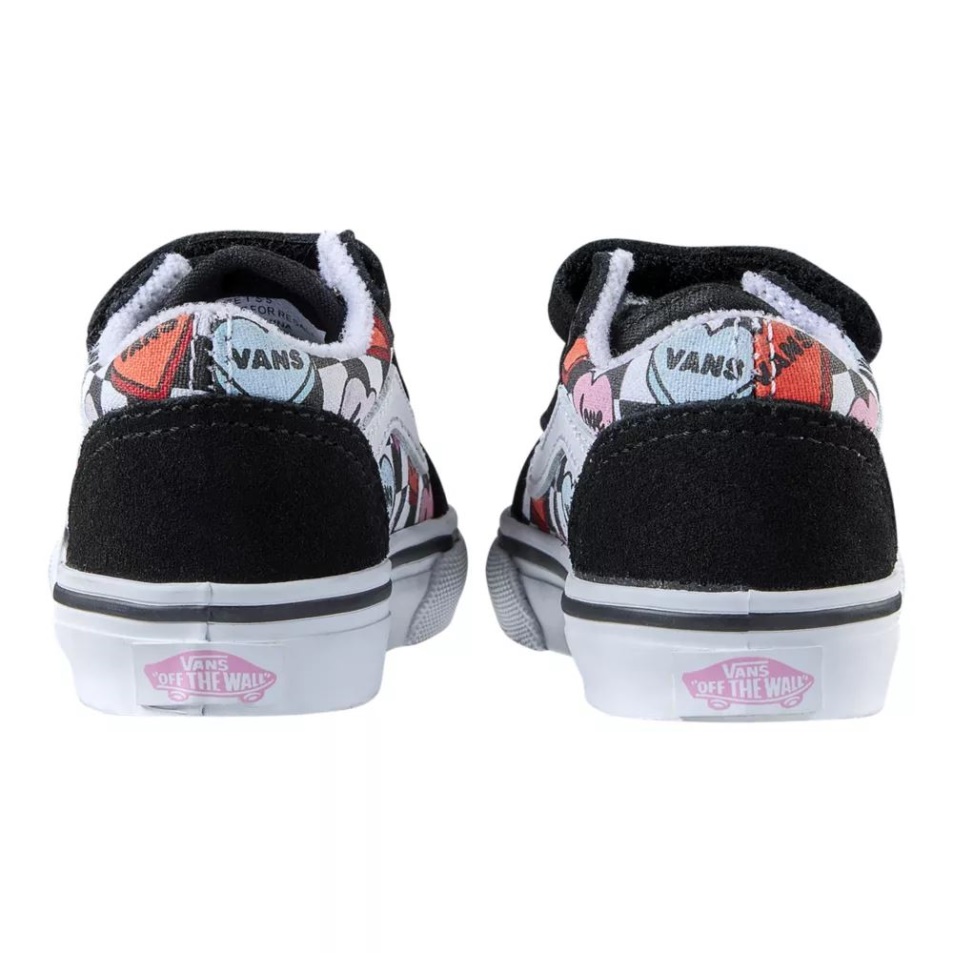 Vans Totdler Lányok Old Skool V Skate Cipő Fekete-true White
