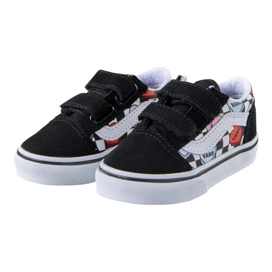 Vans Totdler Lányok Old Skool V Skate Cipő Fekete-true White