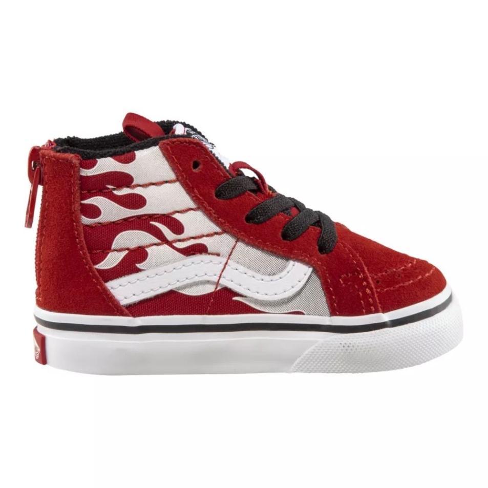 Kisteherautók Totyogó Gyerek Sk8-hi Cipzáros Gördeszka Cipő Versenyzés Piros-fekete