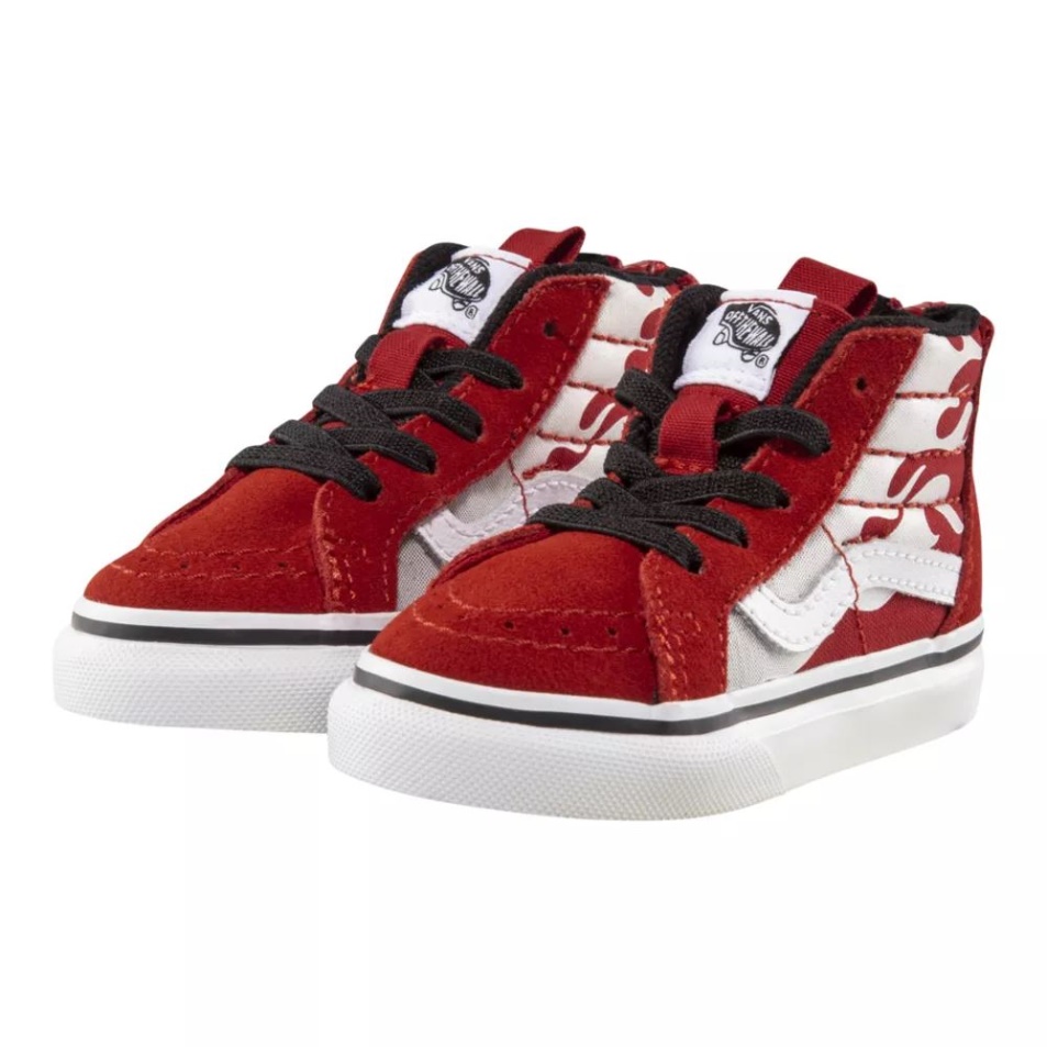 Kisteherautók Totyogó Gyerek Sk8-hi Cipzáros Gördeszka Cipő Versenyzés Piros-fekete