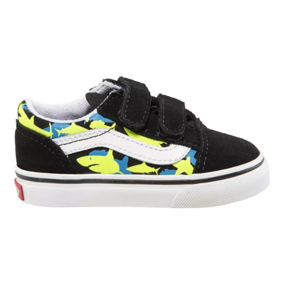 Vans Toddler' Old Skool V Skate Cipő Fekete-biztonsági Sárga
