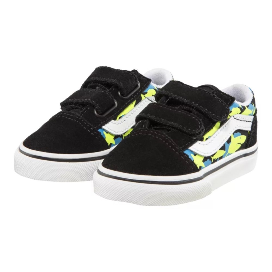 Vans Toddler' Old Skool V Skate Cipő Fekete-biztonsági Sárga