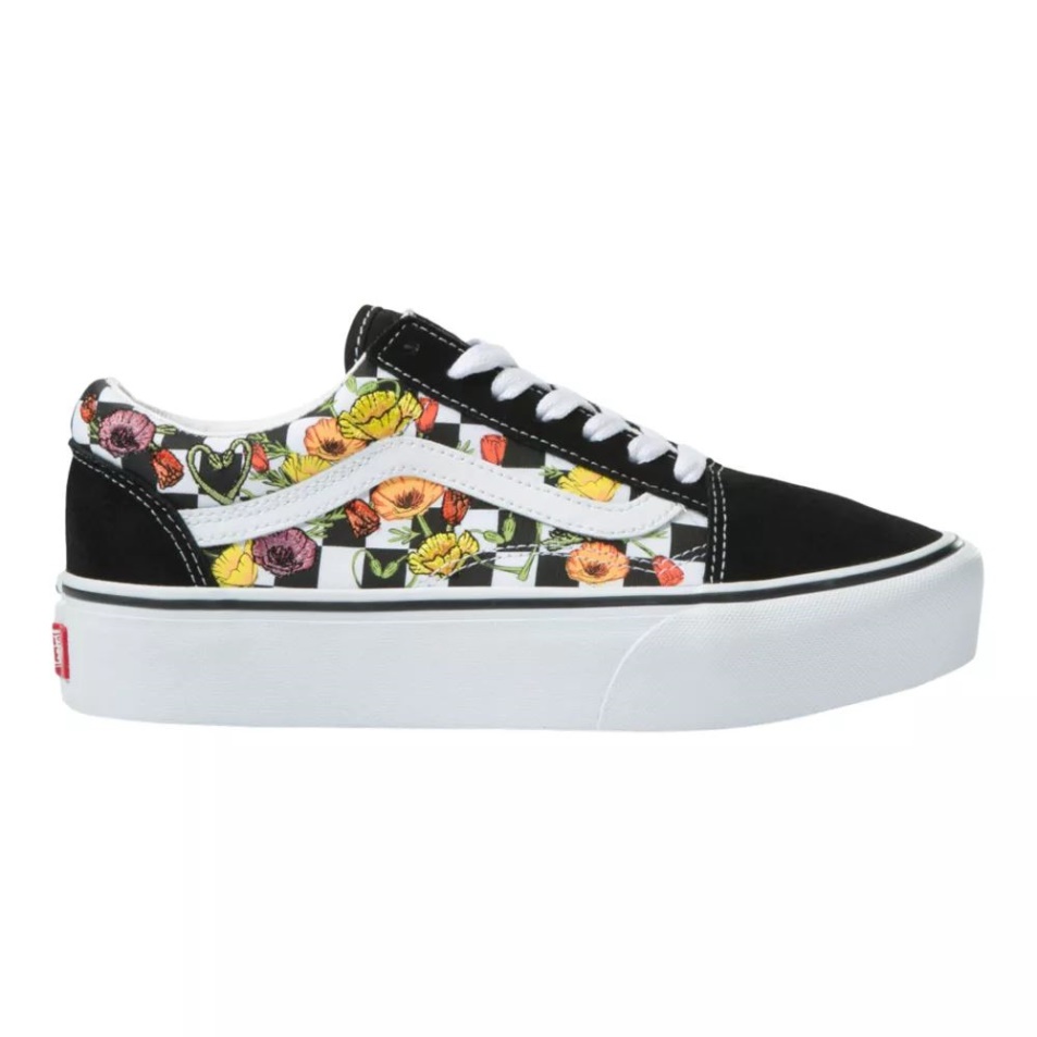 Vans Női Old Skool Platform Gördeszka Cipő Pipacs Fekete-multi