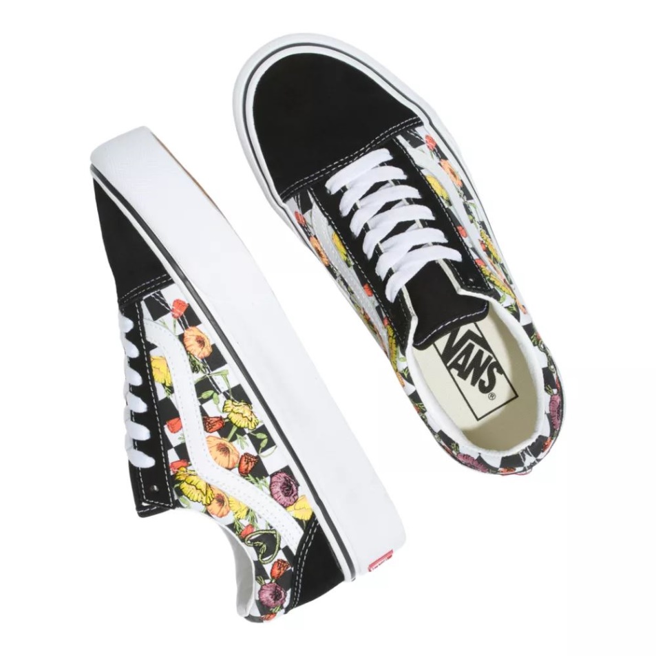 Vans Női Old Skool Platform Gördeszka Cipő Pipacs Fekete-multi