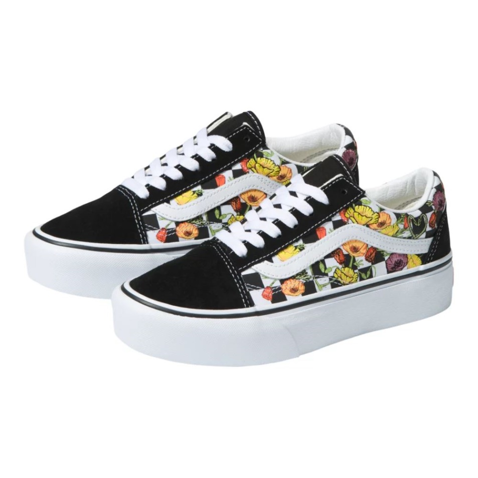 Vans Női Old Skool Platform Gördeszka Cipő Pipacs Fekete-multi
