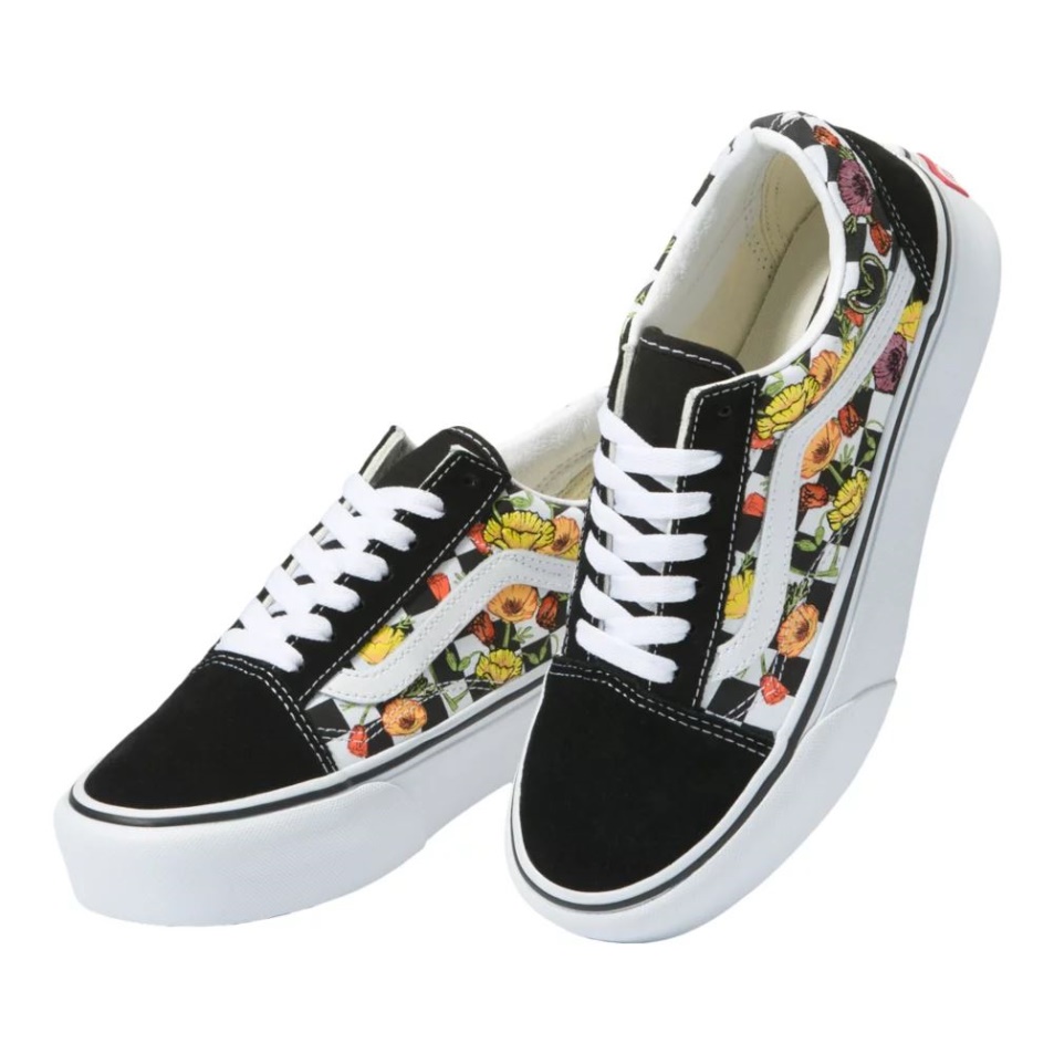 Vans Női Old Skool Platform Gördeszka Cipő Pipacs Fekete-multi