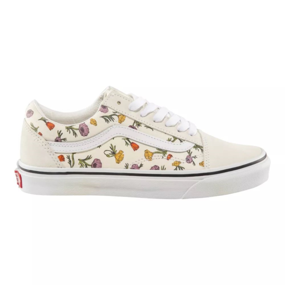 Vans Női Old Skool Gördeszka Cipő Tornacipő Alacsony Felső Slip Légáteresztő Lenfehér