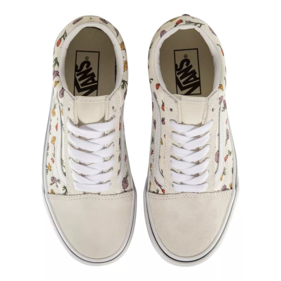Vans Női Old Skool Gördeszka Cipő Tornacipő Alacsony Felső Slip Légáteresztő Lenfehér